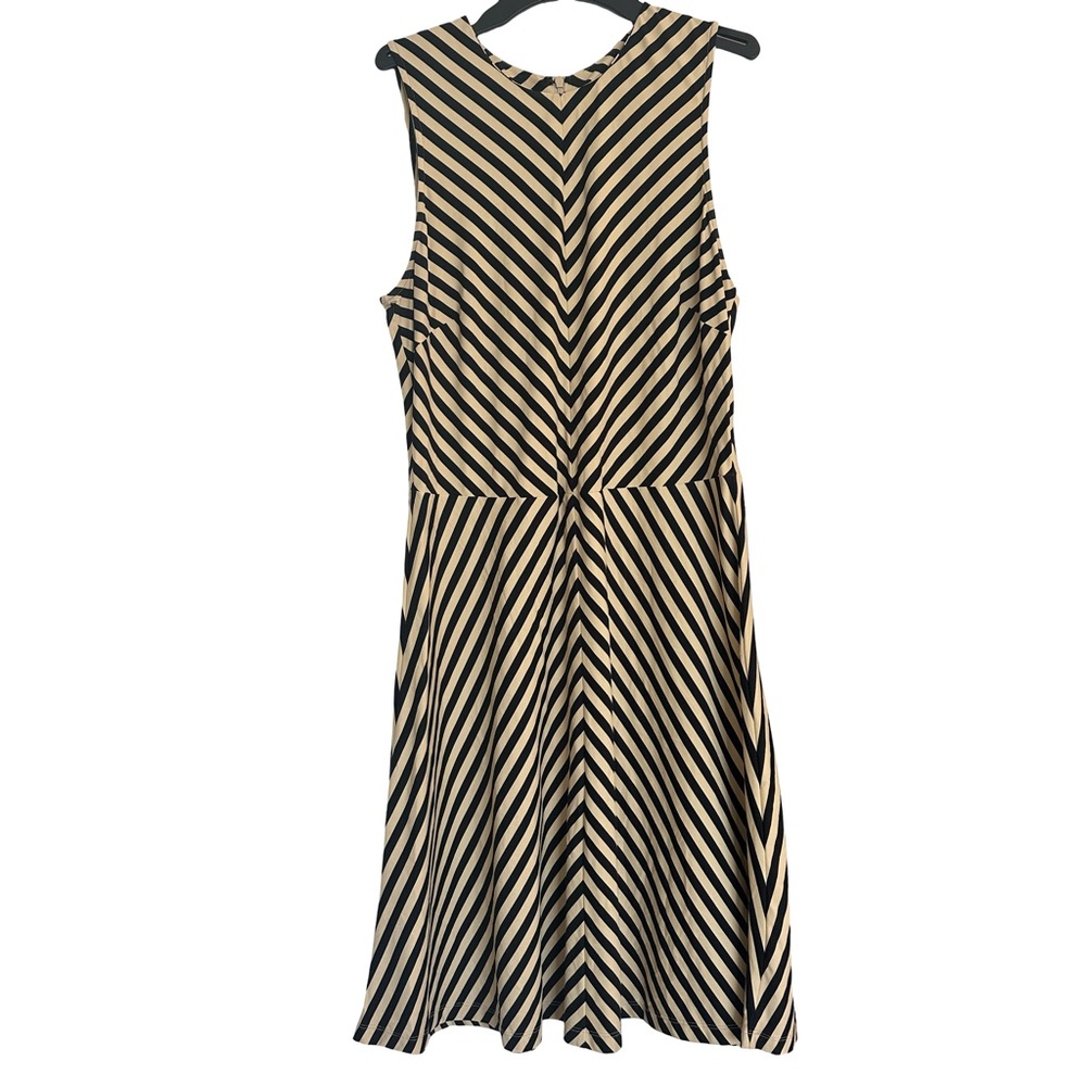 J. McLaughlin Black & Tan Chevron Stripe Catalina Cloth Sleeveless Dress